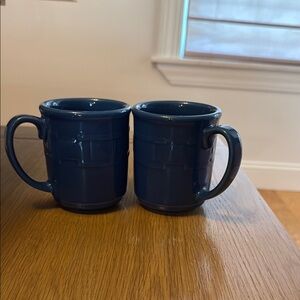 Longaberger Blue Ceramic Coffee Mug Set